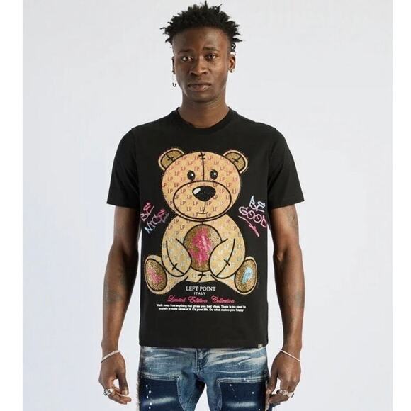 Left Point Limited Edition Bear Rhinestone Black T-Shirt Size XL NEW/NWT - Picture 1 of 11